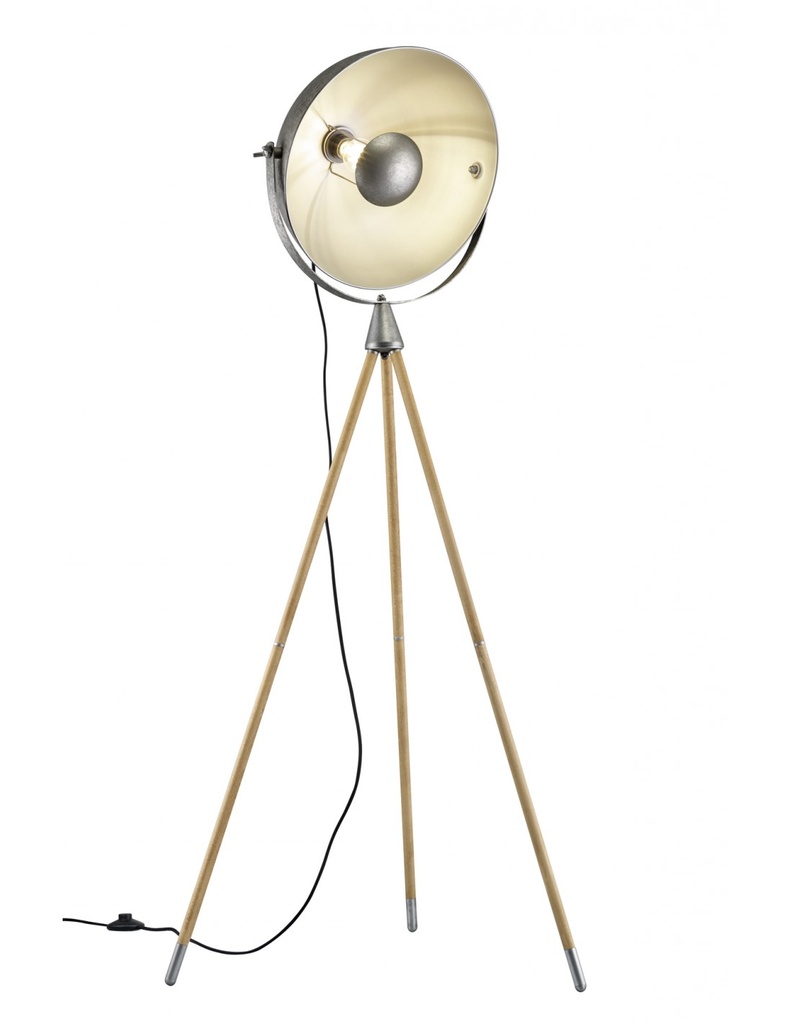 Piantana Treppiede Industrial Delhi Cupola Orientabile Trio Lighting - Samnite