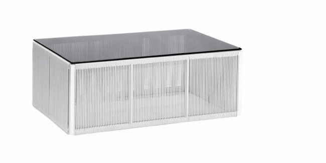 Tavolino da esterno Kloe bianco con piano in vetro - Samnite