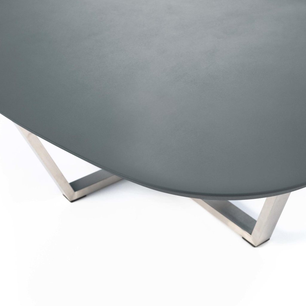Tavolino in mdf grigio scuro e base in metallo 140x80x32h cm - Samnite