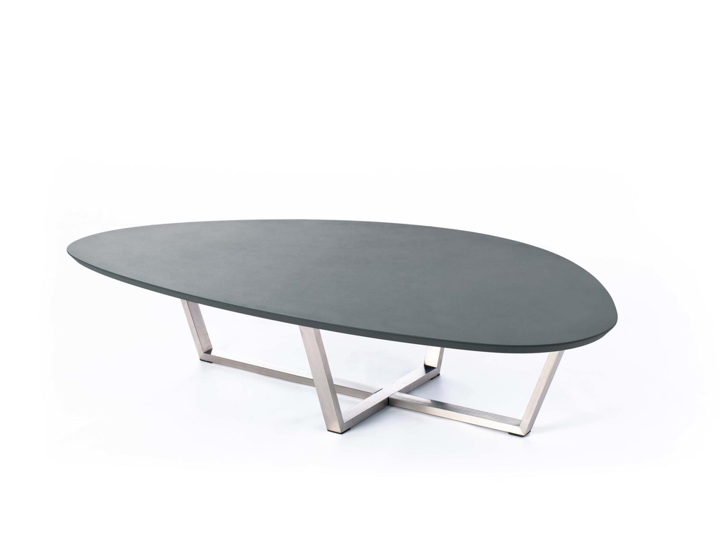 Tavolino in mdf grigio scuro e base in metallo 140x80x32h cm - Samnite