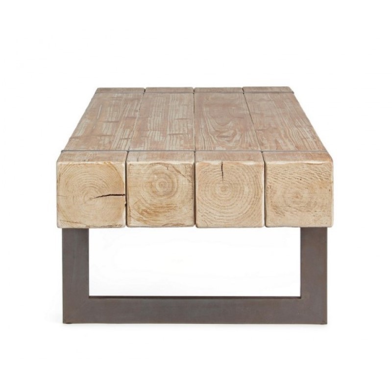 Tavolino industriale Garrett con piano in legno - Samnite