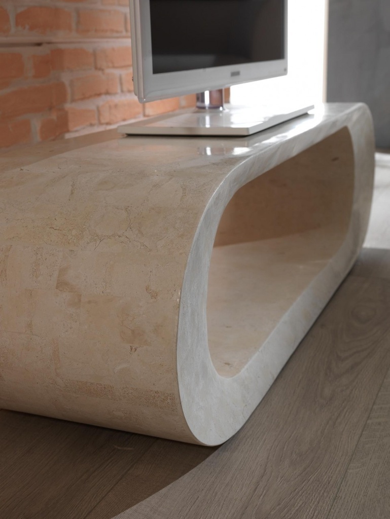 Tavolino moderno pietra beige cm 120 x 62 x h 35 - Samnite