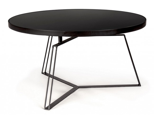 Tavolino nero in metallo stile design Ø70a - 38h - Samnite