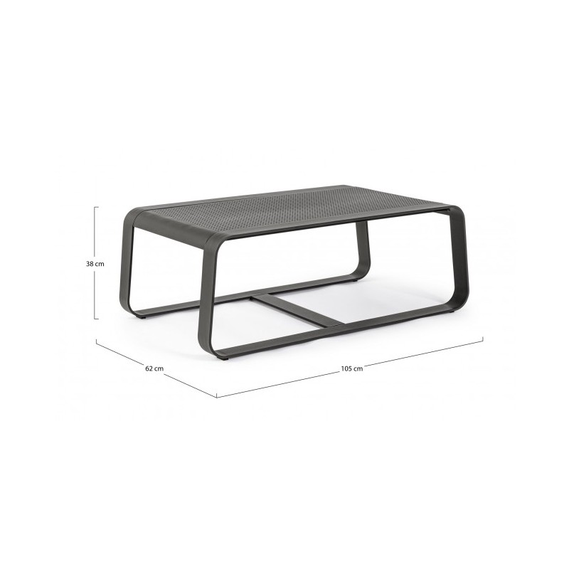 Tavolino per esterno in alluminio Antracite MERRIGAN 105x62x h38 cm - Samnite