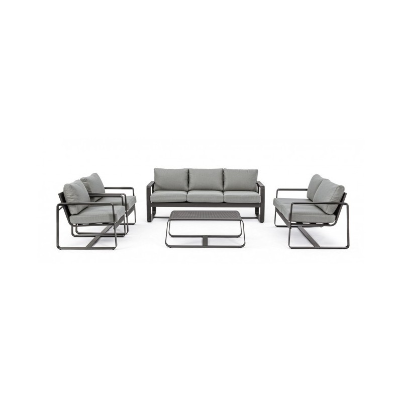Tavolino per esterno in alluminio Antracite MERRIGAN 105x62x h38 cm - Samnite