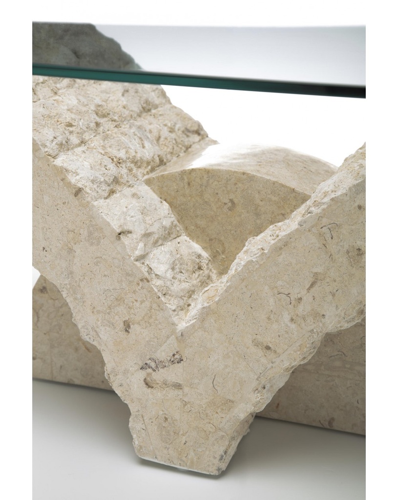 Tavolino trasparente-beige 70 cm x 120 cm H. 40 cm - Samnite