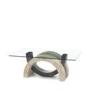 Tavolino trasparente-beige-grigio 70 cm x 120 cm H. 41 cm - Samnite