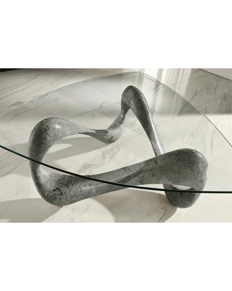 Tavolino trasparente-grigio 100 cm x 100 cm H. 42.5 cm - Samnite