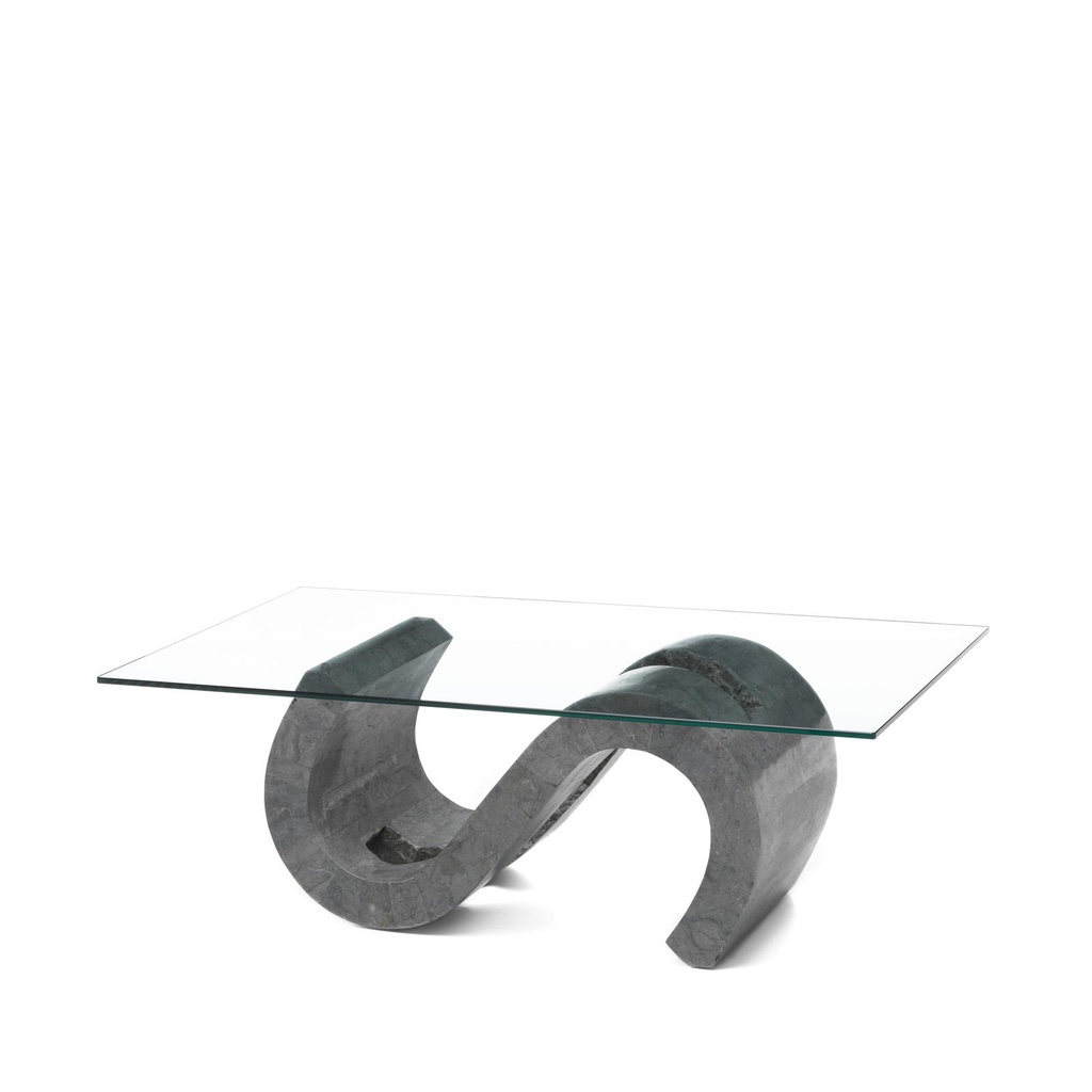 Tavolino trasparente-grigio 70 cm x 120 cm H. 36 cm - Samnite