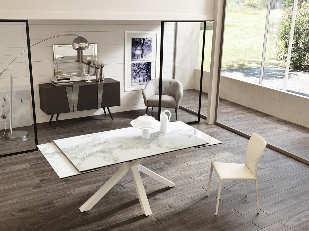 Tavolo Allungabile bianco-ceramica marmo bianco 90 cm x 160-240 cm H. 76 cm - Samnite