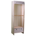 Armadio legno e stoffa 2 cassetti legno naturale rettangolare 58x36x268h cm