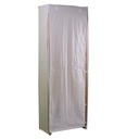 Armadio legno e stoffa 2 cassetti legno naturale rettangolare 58x36x268h cm