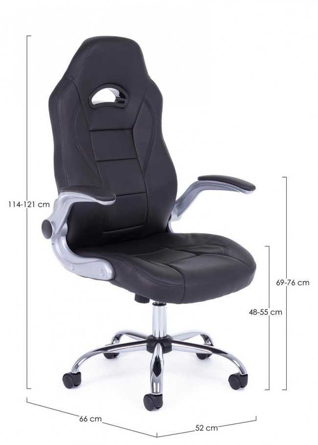 Poltrona da ufficio rivestita in pelle Boneville Nero - Samnite