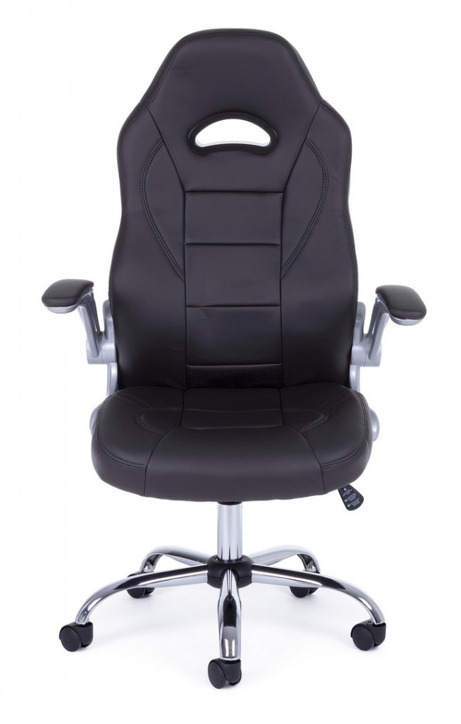 Poltrona da ufficio rivestita in pelle Boneville Nero - Samnite