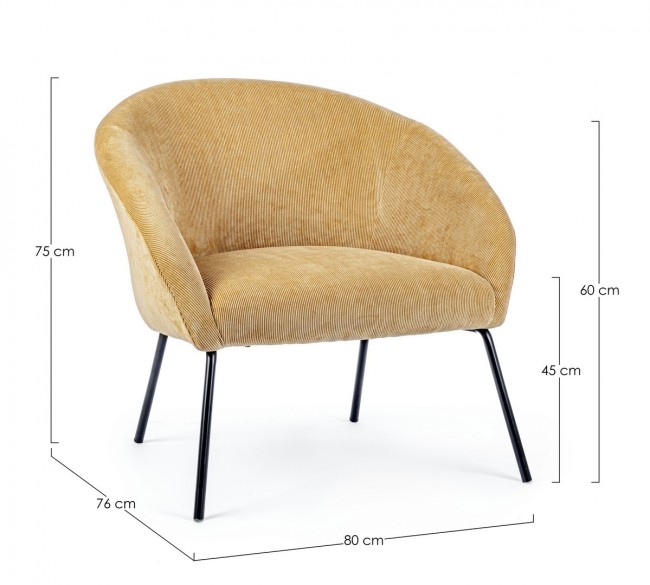 Poltrona giallo in velluto stile design - Samnite