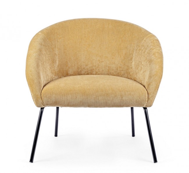 Poltrona giallo in velluto stile design - Samnite