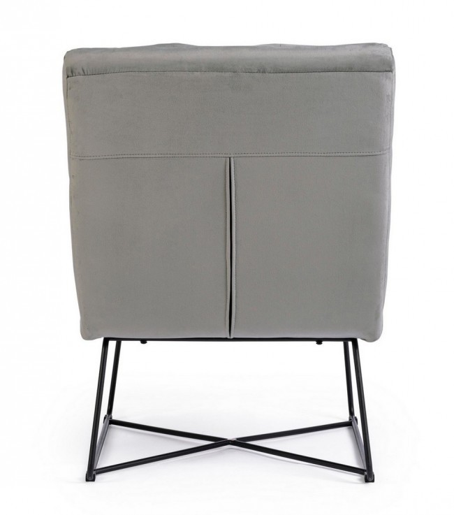 Poltrona lizzie in velluto grigio gambe metallo - Samnite