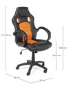 Poltrona ufficio con bracciali Racing nero-arancio in similpelle - Samnite