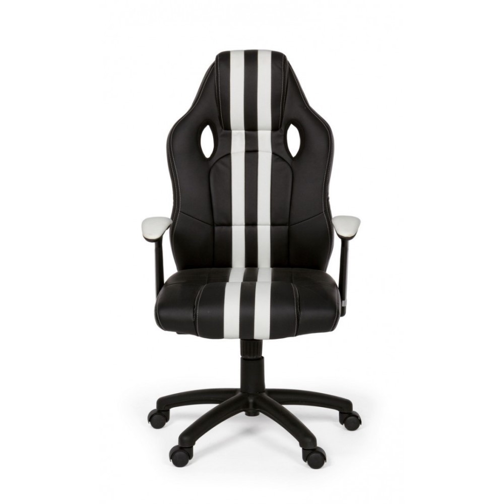Poltrona ufficio con braccioli Spider bianco in similpelle - Samnite
