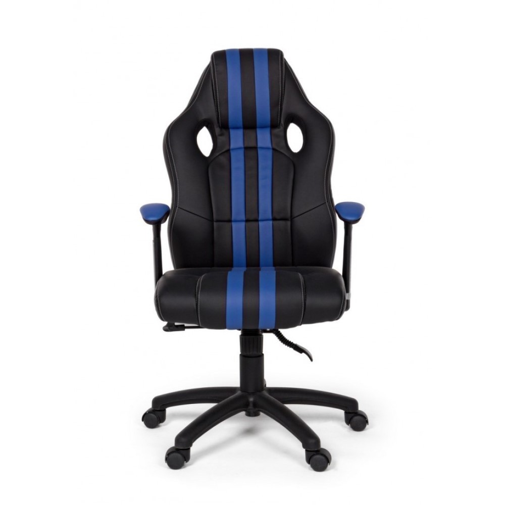 Poltrona ufficio con braccioli Spider blu in similpelle - Samnite