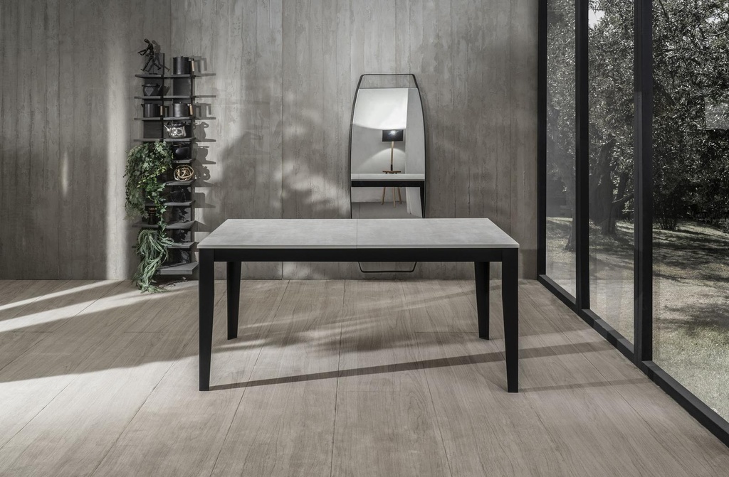 Tavolo allungabile cemento bianco-nero 90 cm x 156- 316 cm H. 76 cm - Samnite