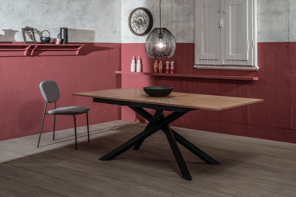 Tavolo allungabile cemento grigio - nero 90 cm x 140- 190 cm H. 76 cm - Samnite