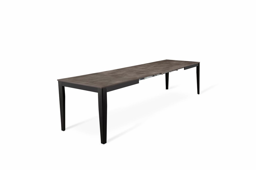 Tavolo allungabile cemento grigio- metallo nero 80 cm x 130- 290 cm H. 76 cm - Samnite