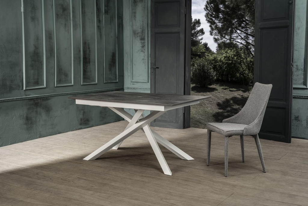Tavolo allungabile cemento grigio-bianco 90 cm x 140- 190 cm H. 76 cm - Samnite