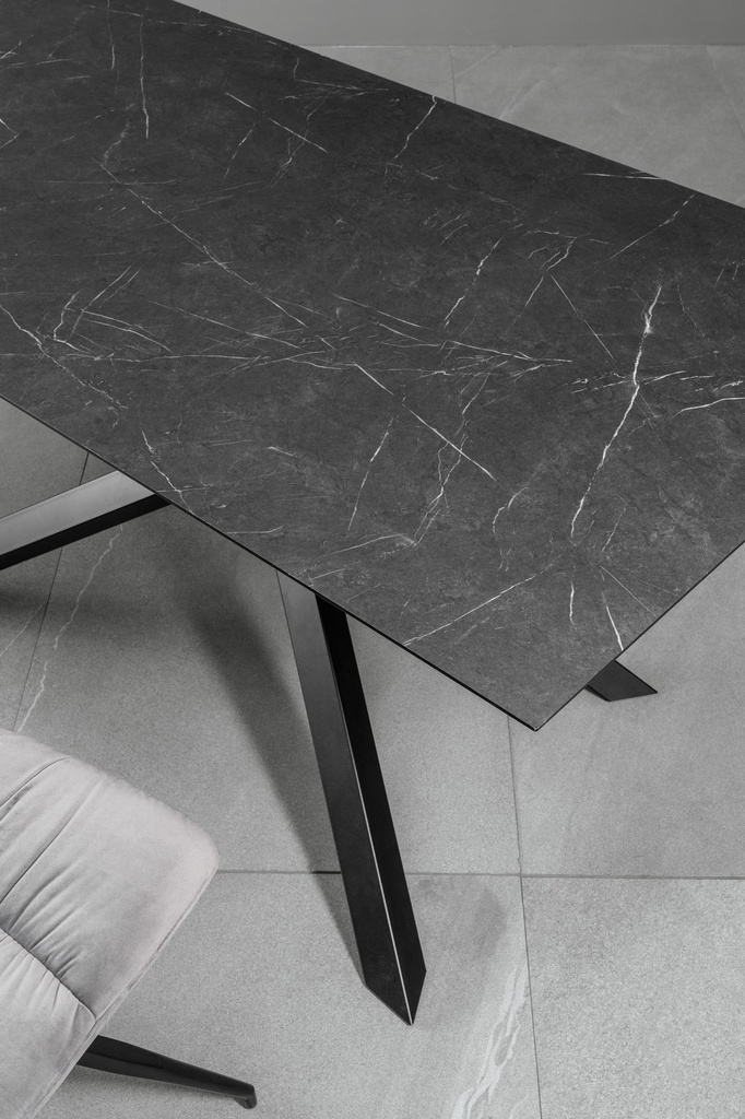Tavolo allungabile con top in marmo nero 170/270x90x76h cm - Samnite