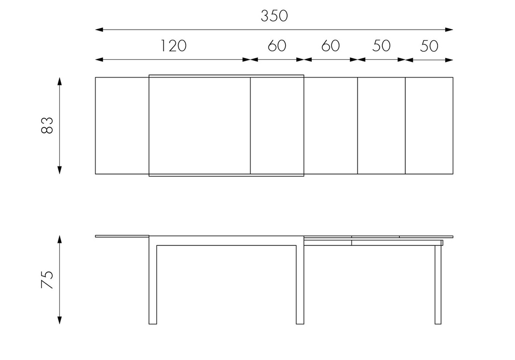 Tavolo allungabile con top in vetro temperato grigio 120/175/230/290/350x75h cm - Samnite