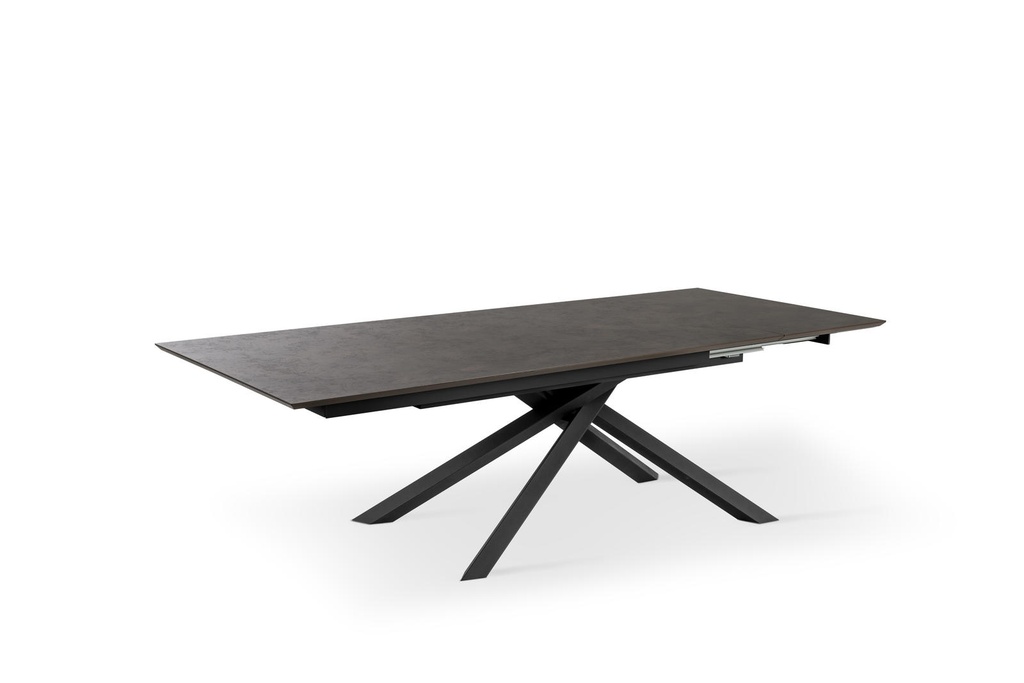 Tavolo allungabile con top ruggine e gambe nere 170/270x90x76h cm - Samnite