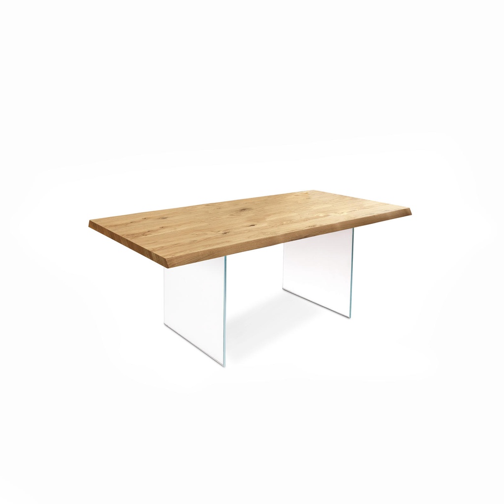 Tavolo allungabile in rovere impillacciato e gambe in vetro temperato 160/240x90x76h cm - Samnite