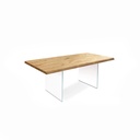 Tavolo allungabile in rovere impillacciato e gambe in vetro temperato 160/240x90x76h cm - Samnite