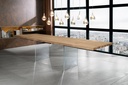 Tavolo allungabile in rovere impillacciato e gambe in vetro temperato 160/240x90x76h cm - Samnite