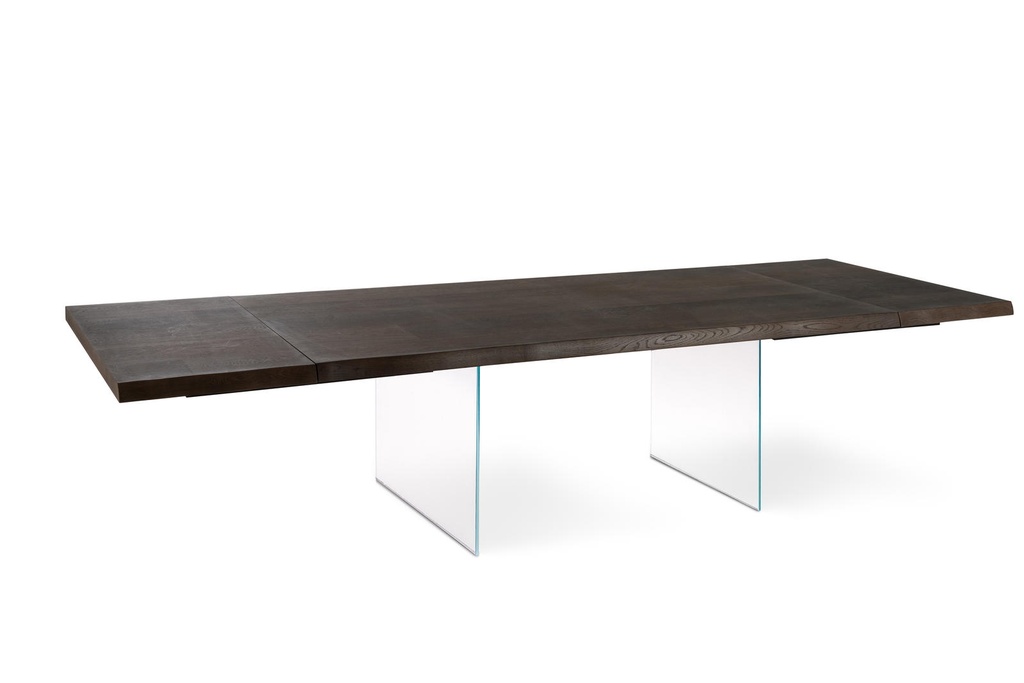 Tavolo allungabile in rovere termocotto e gambe in vetro 160x240x90 cm - Samnite