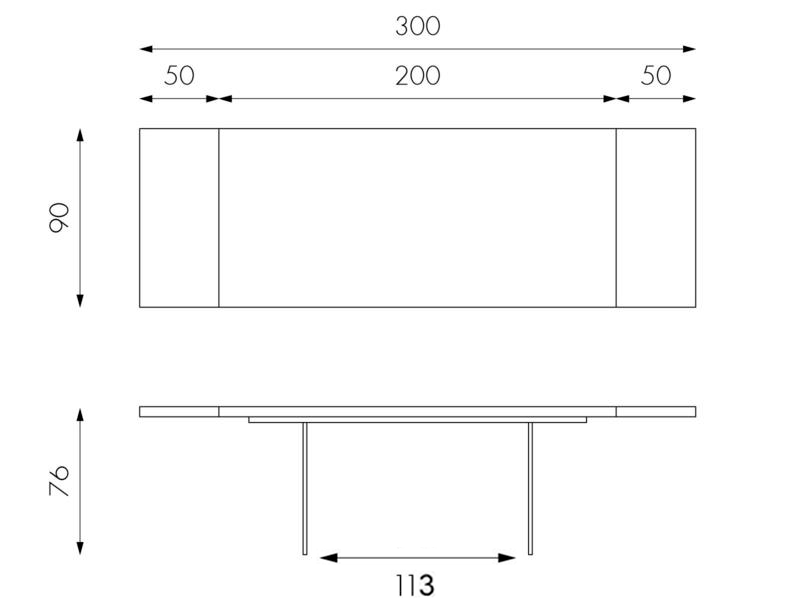 Tavolo allungabile in rovere termocotto e gambe in vetro 160x240x90 cm - Samnite