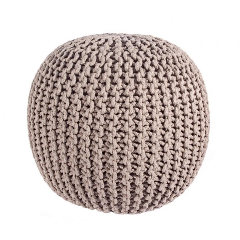 Pouf intrecciato tortora arredare design cm 50 - Samnite