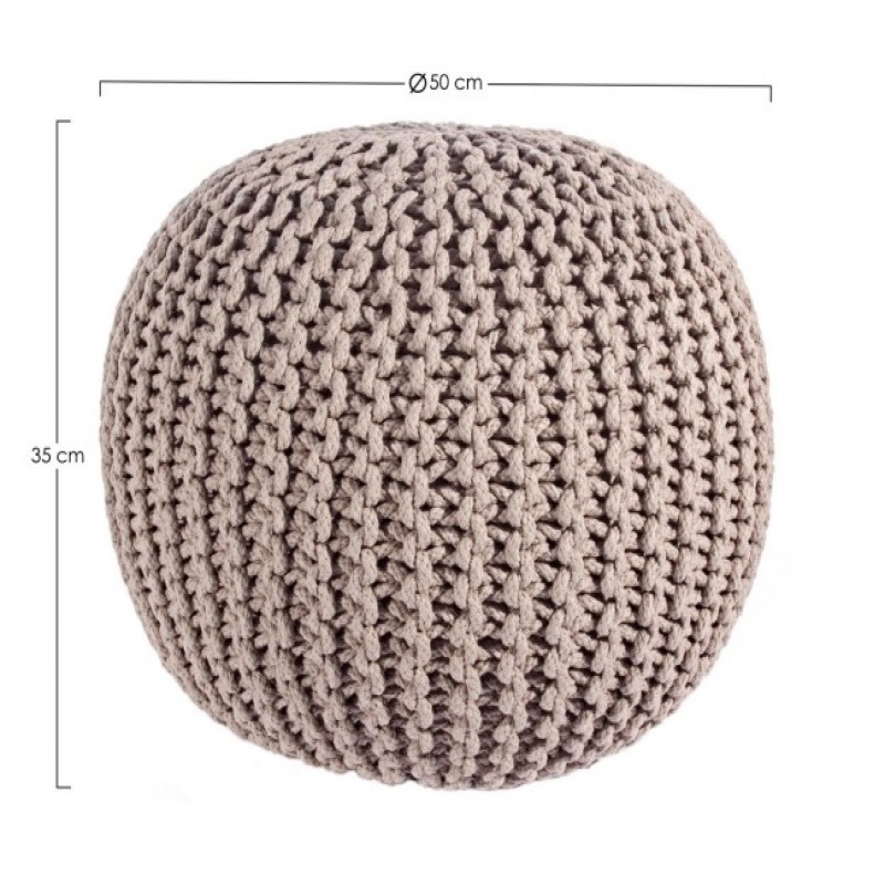Pouf intrecciato tortora arredare design cm 50 - Samnite