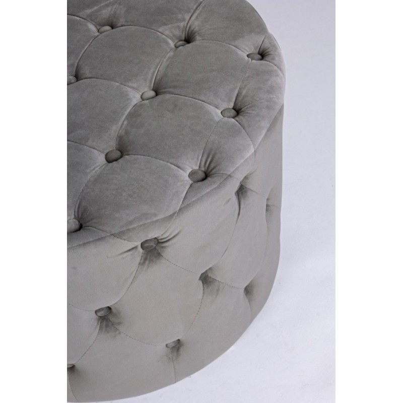 Pouf vintage grigio velluto cm diam 60 x 42 h - Samnite