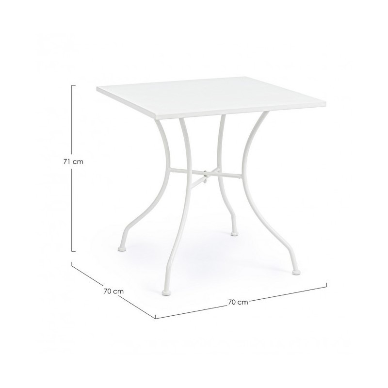 Tavolo in acciaio Kelsie bianco 70x70 cm - Samnite