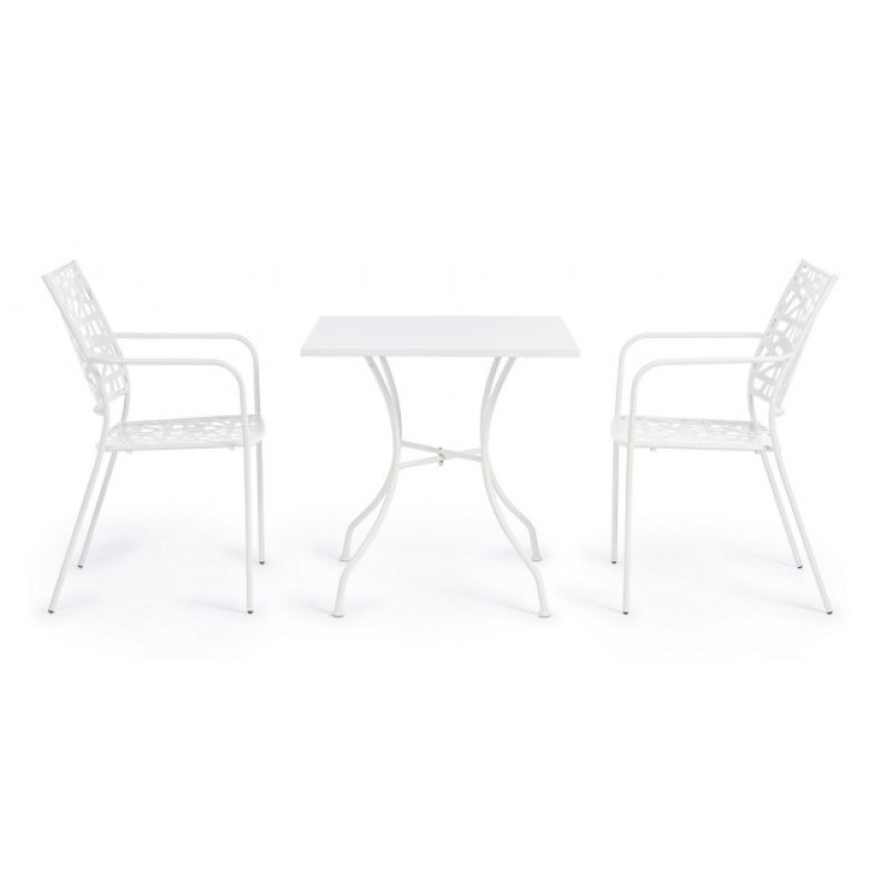Tavolo in acciaio Kelsie bianco 70x70 cm - Samnite
