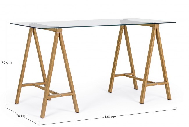 Scrivania moderna Alchimia con piano in vetro 140x70x76h cm - Samnite