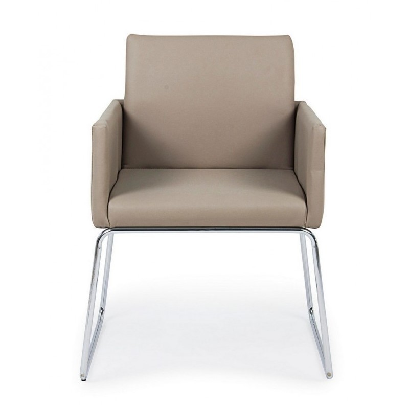 Sedia con braccioli in similpelle Tortora SIXTY 60x54x h80,5 cm - Samnite