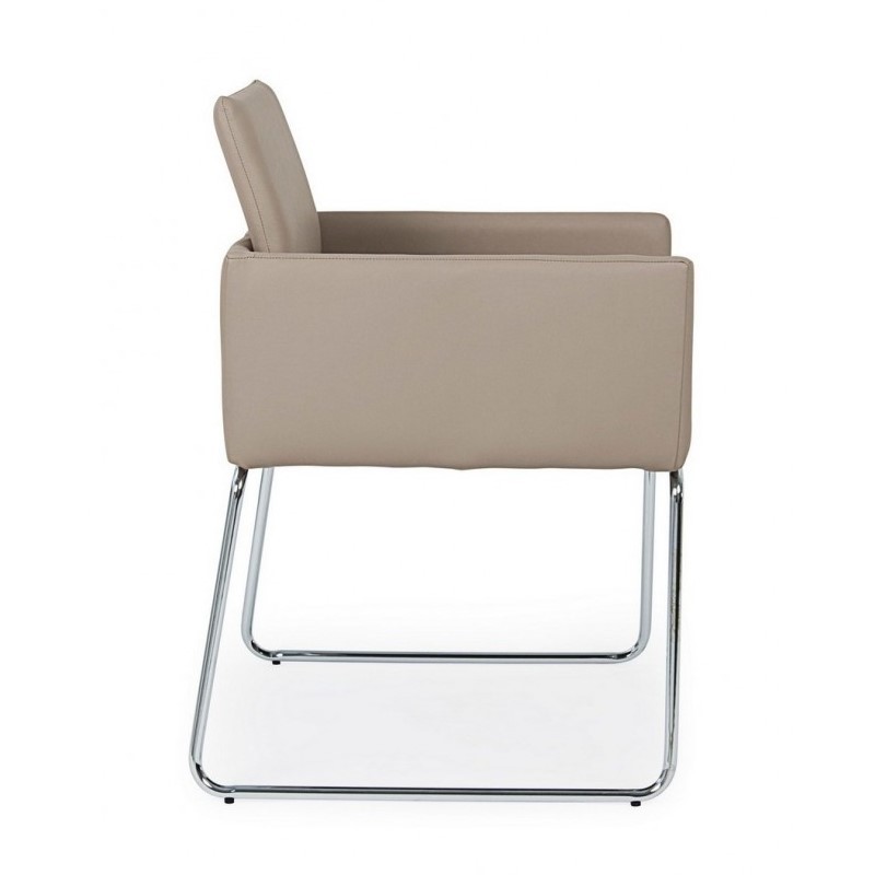 Sedia con braccioli in similpelle Tortora SIXTY 60x54x h80,5 cm - Samnite