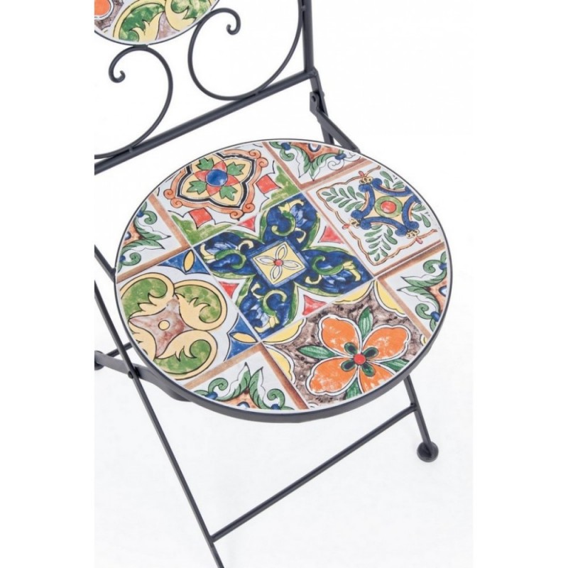 Sedia da giardino esterno in acciaio con ceramica pieghevole - Samnite