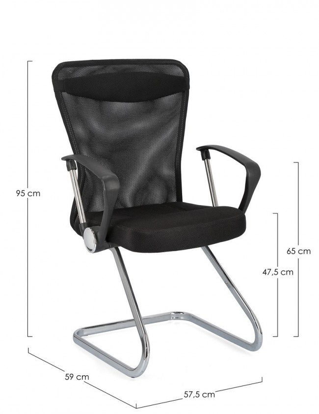 Sedia da ufficio KINGSTONE tessuto a rete con braccioli - Samnite