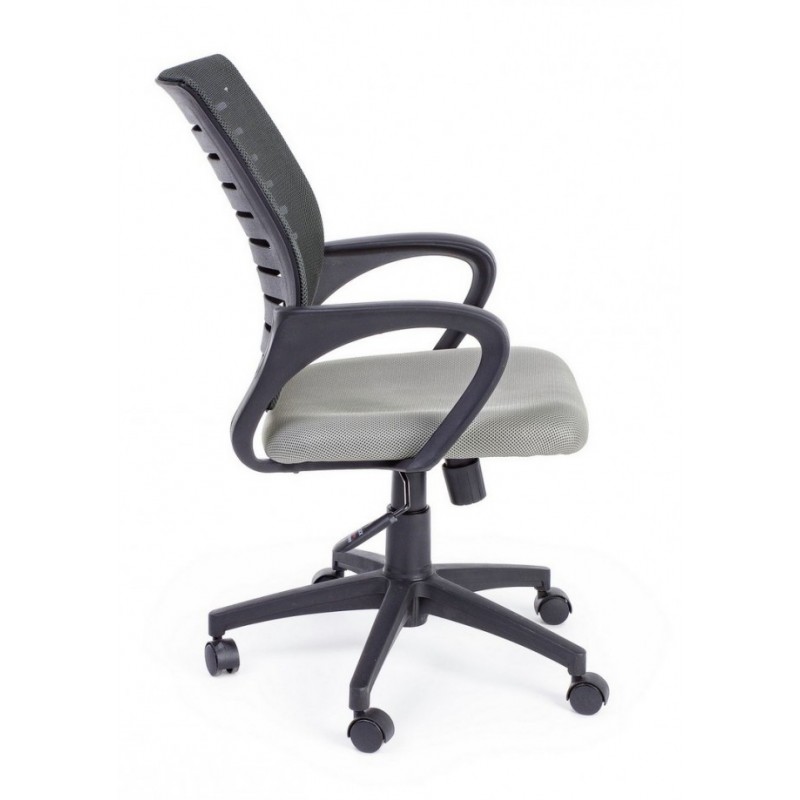 Sedia da ufficio grigio con ruote e braccioli - Samnite