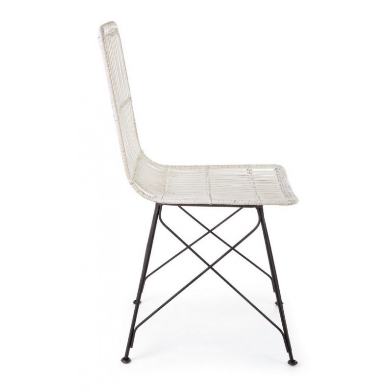 Sedia in stile contemporaneo in acciaio e kubu Bianco LUCILA 45x55x h85 cm - Samnite