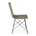 Sedia in stile contemporaneo in acciaio e kubu Grigio LUCILA 45x55x h85 cm - Samnite