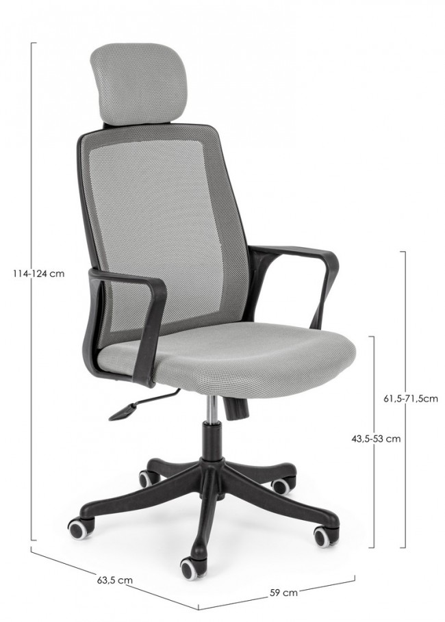 Sedia ufficio con braccioli grigio in tessuto - Samnite